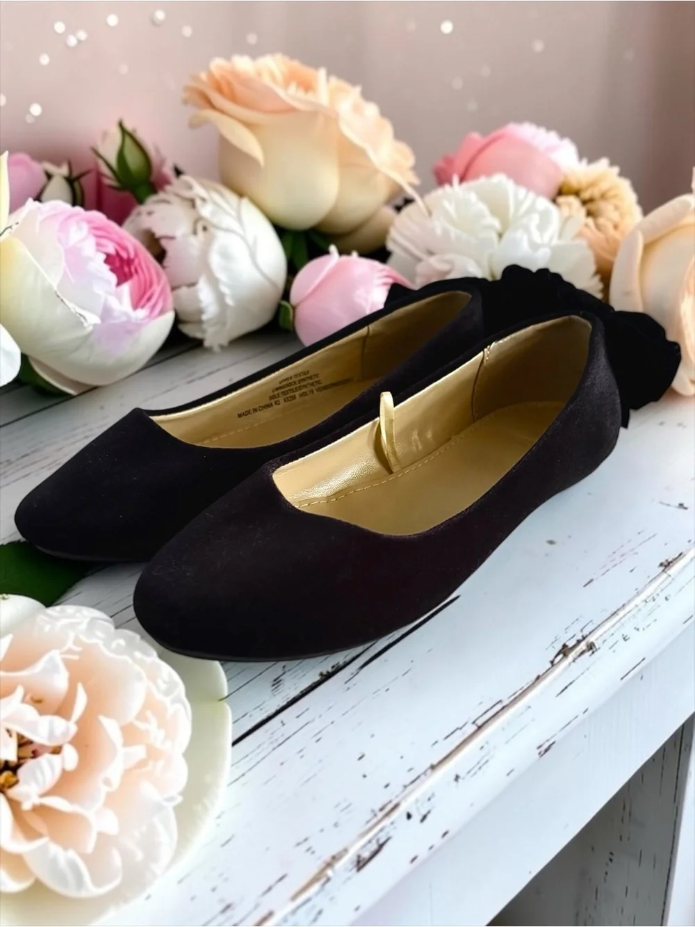 Crewcuts Little Girls Black Velvet Bow Ballet Flats Size 2